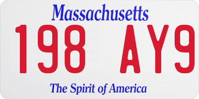 MA license plate 198AY9