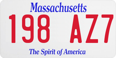 MA license plate 198AZ7