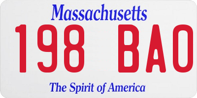 MA license plate 198BA0