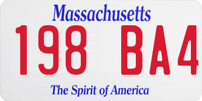 MA license plate 198BA4