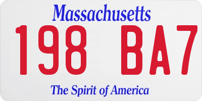 MA license plate 198BA7