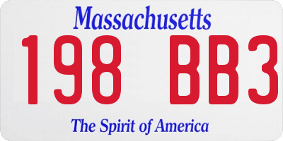 MA license plate 198BB3