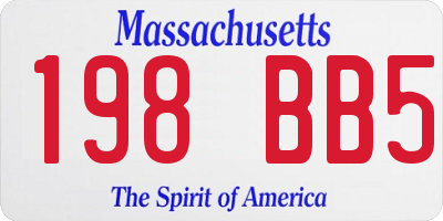 MA license plate 198BB5