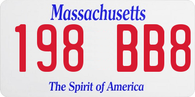 MA license plate 198BB8