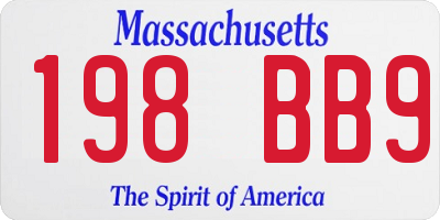 MA license plate 198BB9