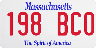 MA license plate 198BC0