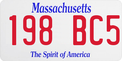 MA license plate 198BC5