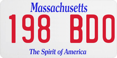 MA license plate 198BD0