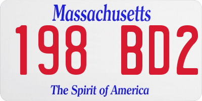 MA license plate 198BD2