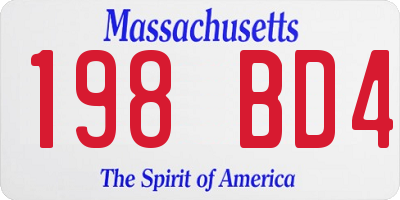 MA license plate 198BD4