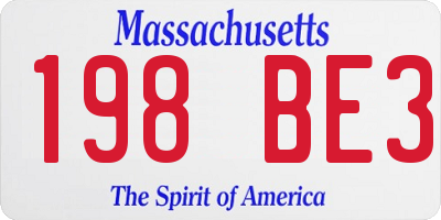 MA license plate 198BE3