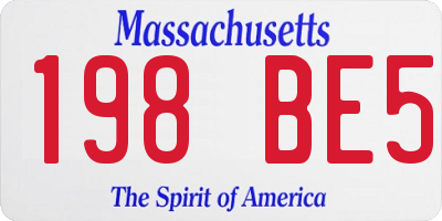 MA license plate 198BE5