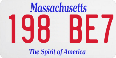 MA license plate 198BE7