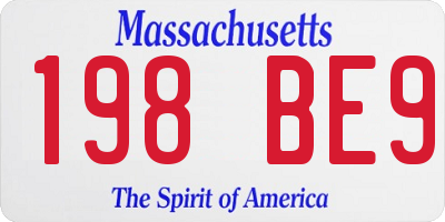 MA license plate 198BE9