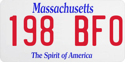 MA license plate 198BF0