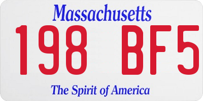 MA license plate 198BF5