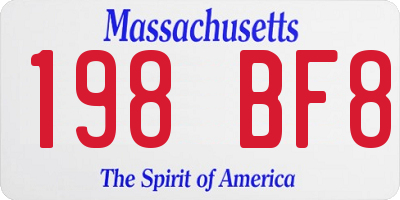 MA license plate 198BF8