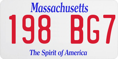 MA license plate 198BG7