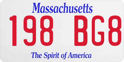 MA license plate 198BG8