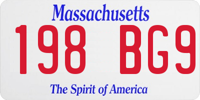 MA license plate 198BG9