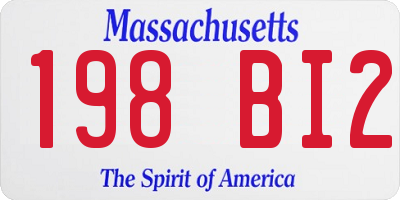 MA license plate 198BI2