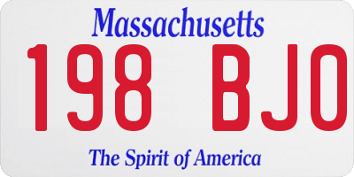 MA license plate 198BJ0