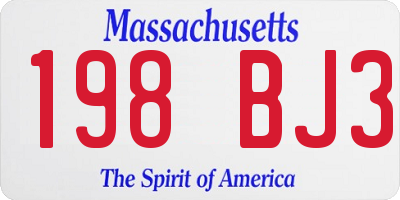 MA license plate 198BJ3