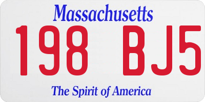 MA license plate 198BJ5