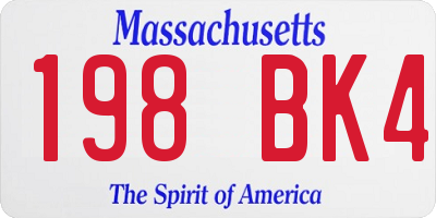 MA license plate 198BK4