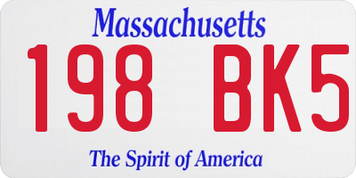 MA license plate 198BK5