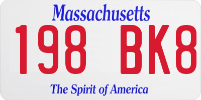 MA license plate 198BK8