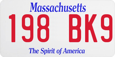 MA license plate 198BK9