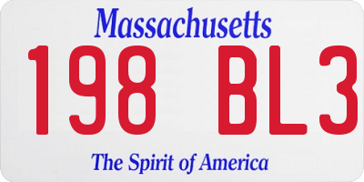 MA license plate 198BL3