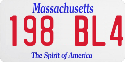 MA license plate 198BL4