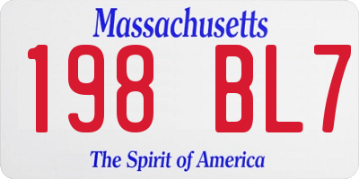 MA license plate 198BL7