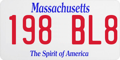 MA license plate 198BL8