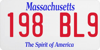 MA license plate 198BL9