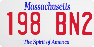 MA license plate 198BN2