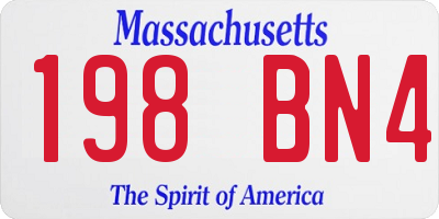 MA license plate 198BN4