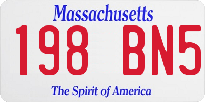 MA license plate 198BN5