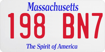 MA license plate 198BN7