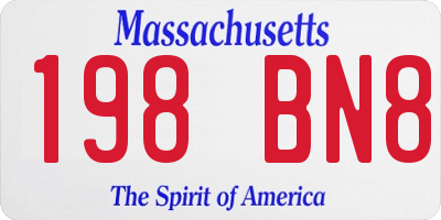 MA license plate 198BN8