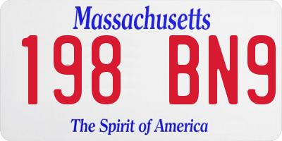 MA license plate 198BN9