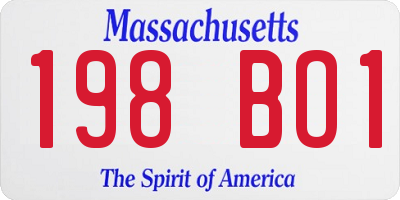 MA license plate 198BO1