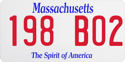 MA license plate 198BO2