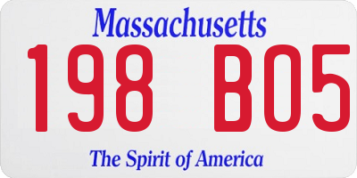 MA license plate 198BO5