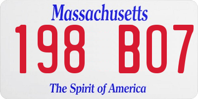 MA license plate 198BO7