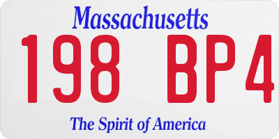 MA license plate 198BP4