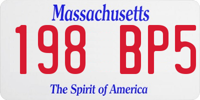 MA license plate 198BP5