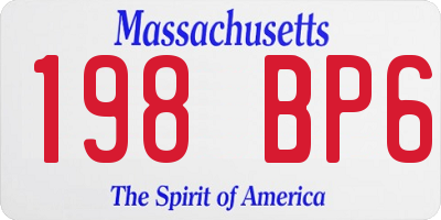MA license plate 198BP6